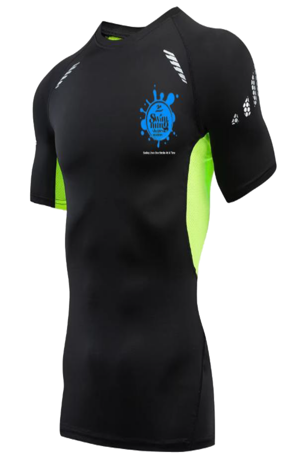 Men's Swim Black Bright Green Jersey